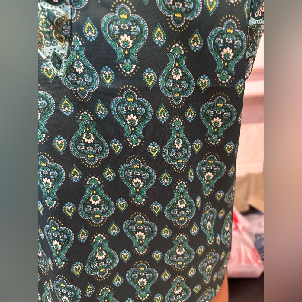 LOFT Teal Paisley Print V-Neck Tie-Waist Camisole - Picture 9 of 11